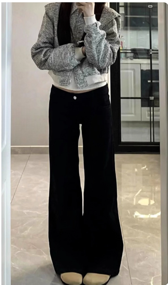 修身彈力微喇馬蹄褲 (黑)