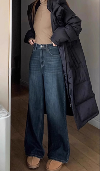 霧霾藍灰修身直筒褲