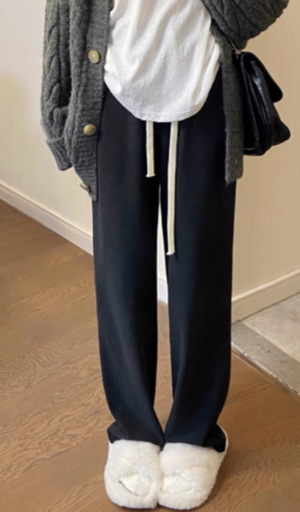 深灰糯米垂墜感寬褲