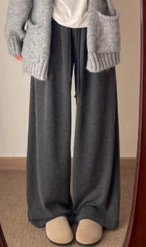 雲朵灰高垂感軟糯直筒褲