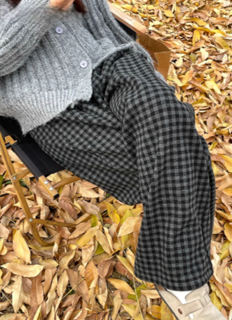 圖片21 慵懶格紋垂墜落地寬褲