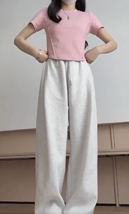 雪花灰鬆弛感直筒衛褲