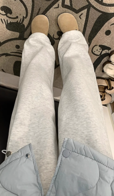 雪花灰鬆弛感直筒衛褲