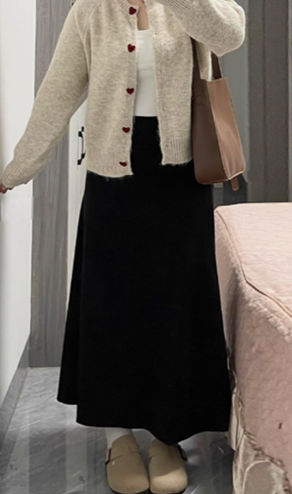 赫本黑高腰裙