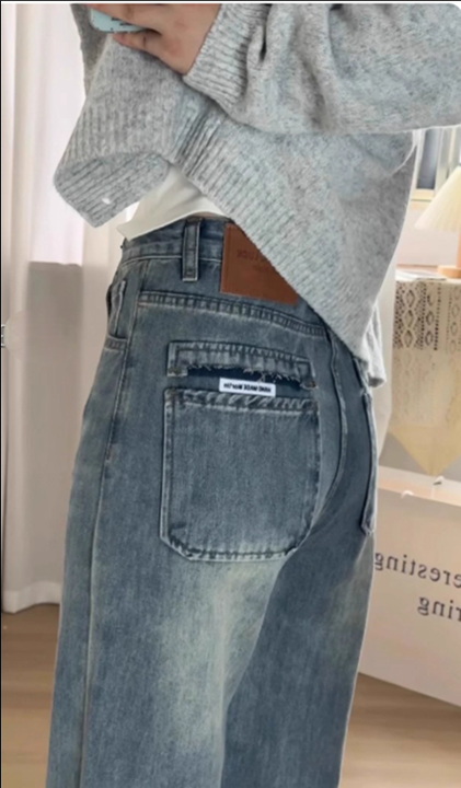 圖片4 復古丹寧藏肉直筒褲 (藍)