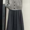 質感灰軟糯毛百褶長裙
