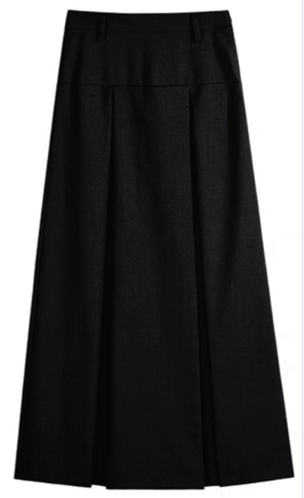 知性灰西裝面料高腰百褶裙