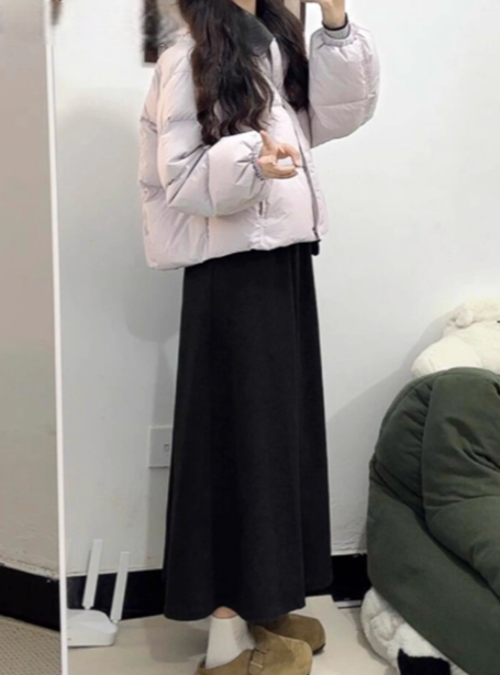 極簡黑顯瘦傘裙