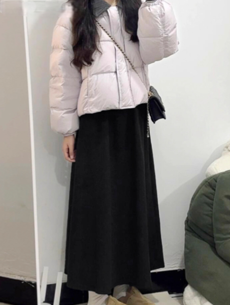 極簡黑顯瘦傘裙