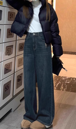 霧霾藍灰修身直筒褲